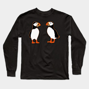 Puffin Cute Birds from Faroe Island Pattern Long Sleeve T-Shirt